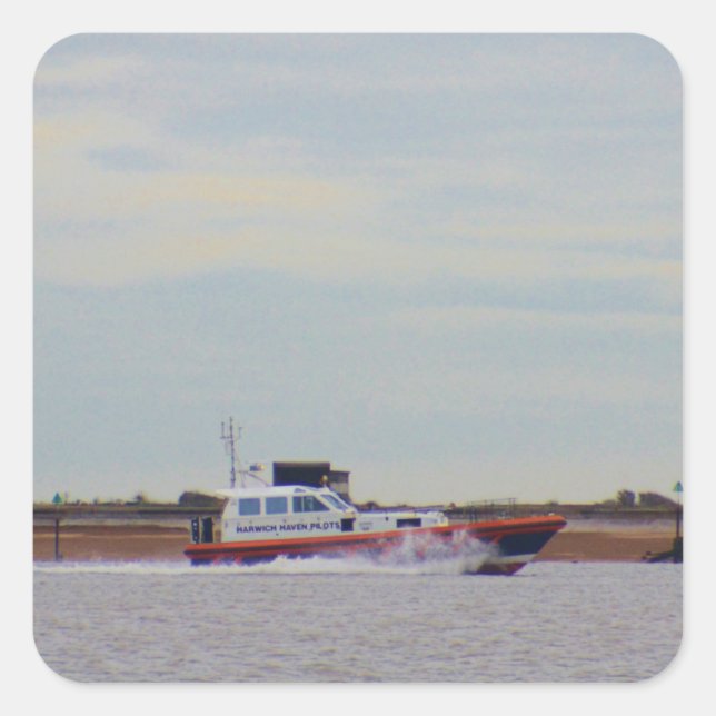 Harwich-Haven-Pilot-Boot Quadratischer Aufkleber (Vorderseite)