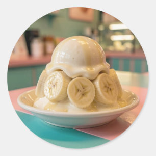 Harz-Bananen-Sundae Retro-Eisdiele Runder Aufkleber