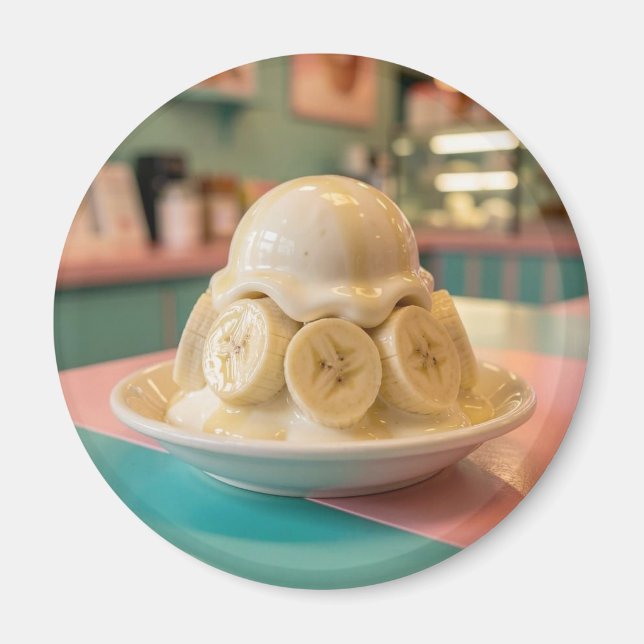 Harz-Bananensundae | Retro-Eisdiele Magnet (Vorne)