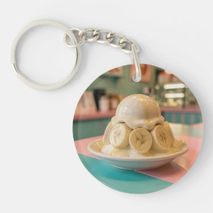 Harz-Bananensundae   Retro-Eisdiele Schlüsselanhänger