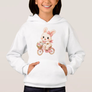 Häschen auf rosa Fahrrad Mädchen Hoodie