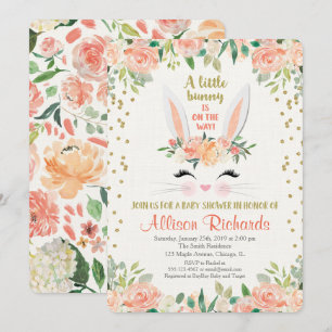 Häschen-Babypartyeinladungs-Pfirsichcreme Ostern Einladung