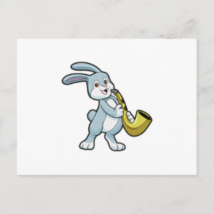 Häschen bei Musik mit Saxophon Postkarte