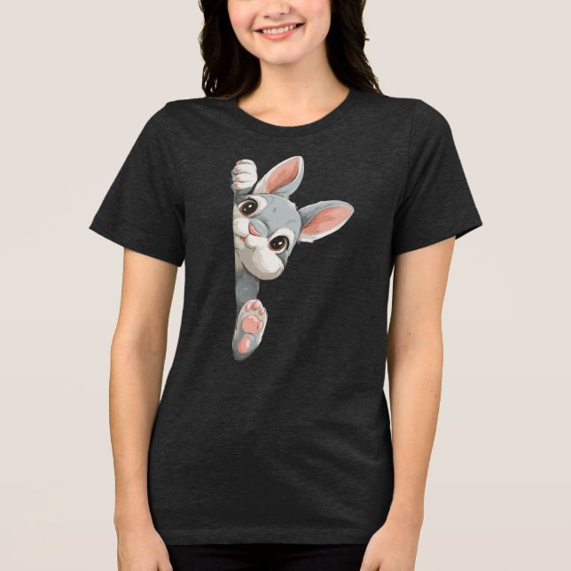 Häschen beobachtet dich Tri-Blend shirt (Vorderseite)