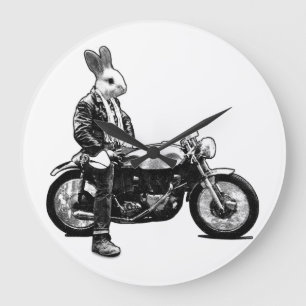 Häschen Biker Große Wanduhr
