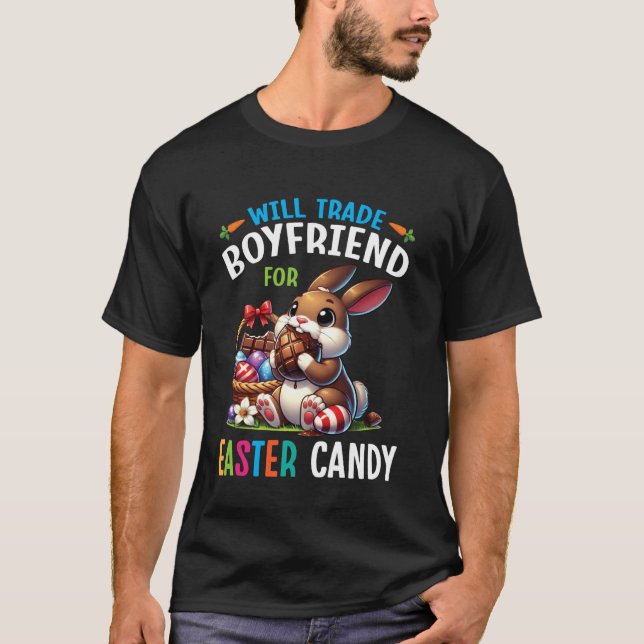 Häschen, das Schokolade isst, wird Freund gegen Os T-Shirt (Vorderseite)