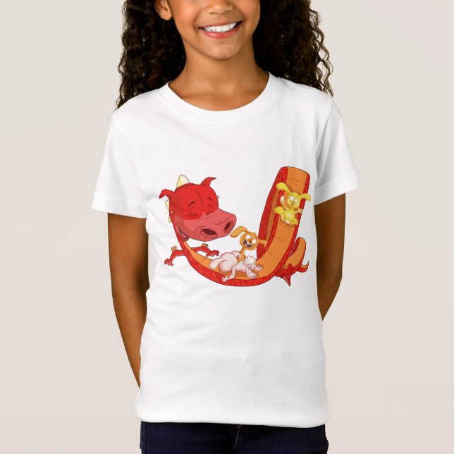Häschen, die auf Drachen schieben T-Shirt (Vorderseite)