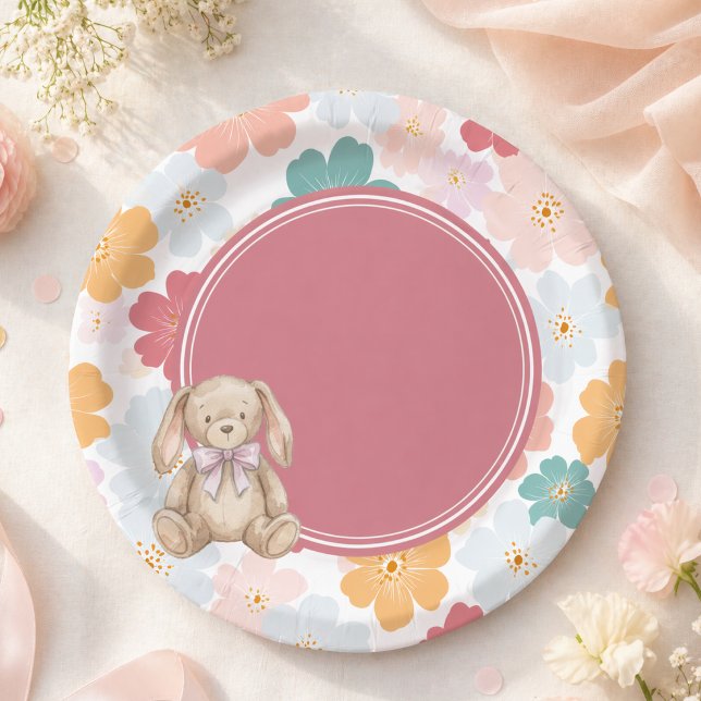 Häschen Geburtstag Süße Hasenparty Pappteller (Bunny Birthday Cute Bunny Party Paper Plates)