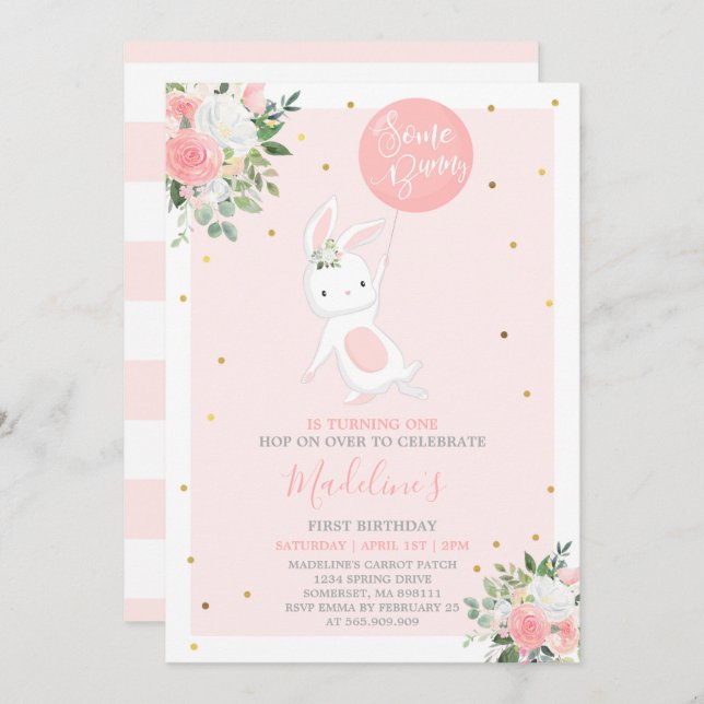 Häschen-Geburtstags-Einladung einiger Einladung (Vorne/Hinten)