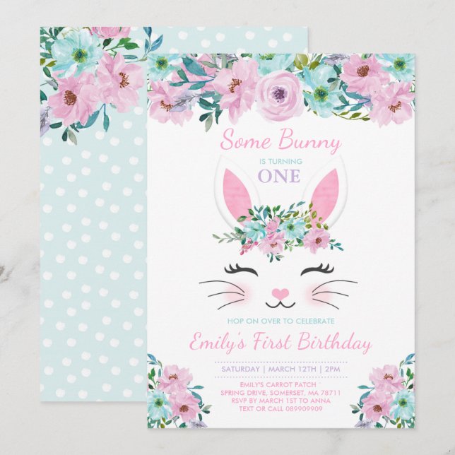 Häschen-Geburtstags-Einladung einiger Einladung (Vorne/Hinten)