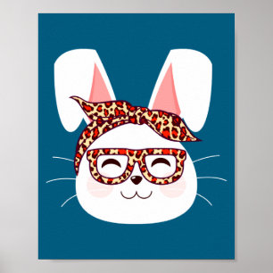 Häschen-Gesicht Cooler Osterhase mit Gles Ostern Poster