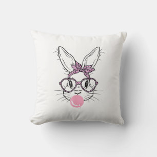 Häschen Gesicht Leopard Brille Bubble Gum Ostertag Kissen