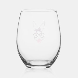 Häschen Gesicht Leopard Brille Bubble Gum Ostertag Weinglas Ohne Stiel