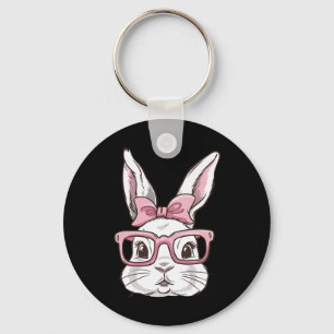 Häschen-Gesicht mit rosa Sonnenbrille Fliege Oster Schlüsselanhänger