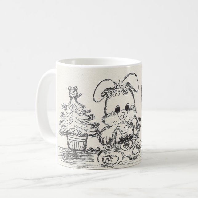 Häschen in einer Eckskizze-Tasse Kaffeetasse (Vorderseite Links)