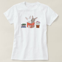 Häschen-Lesebuch-T - Shirt-niedlicher