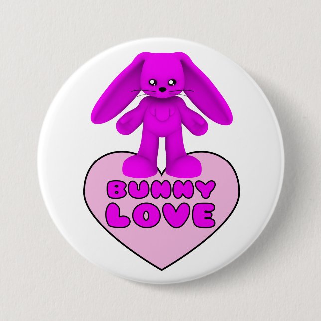 Häschen-Liebe-Rosa-Kaninchen niedlich Button (Vorderseite)