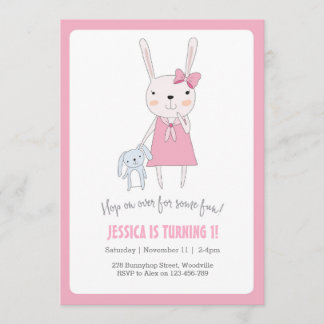 Häschen-Mädchen-Geburtstags-Einladung Einladung