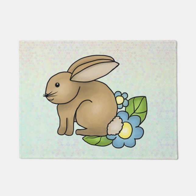 Häschen mit Blümchen Fußmatte (Vorderseite)