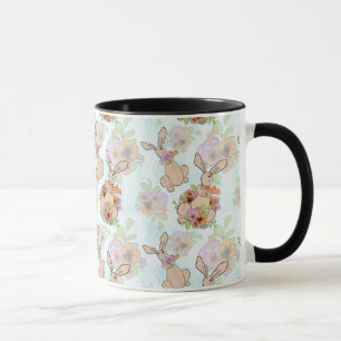 Häschen mit Blumen-Muster Tasse