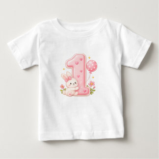 Häschen-mit-Luftballon-Erstes-Geburtstags-Baby-Shi Baby T-shirt