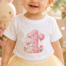 Häschen-mit-Luftballon-Erstes-Geburtstags-Baby-Shi Baby T-shirt