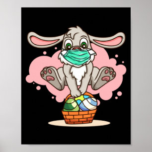 Häschen-mit-Oster-Eier-Korb-Gesichtsmaske für Jung Poster