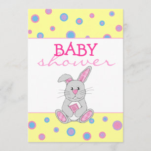 Häschen mit rosa karierter Baby-Duschen-Einladung Einladung