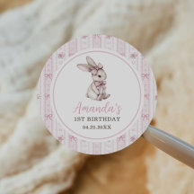Häschen mit rosa Schleife Vintage-Hase 1. Geburtst