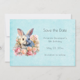 Häschen mit Rosenkranz Süßer Geburtstag Save The Date