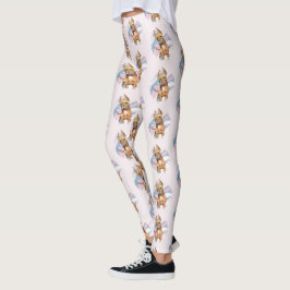 "Häschen-Ohr-" Pitbull-HundeAquarell-Malerei Leggings