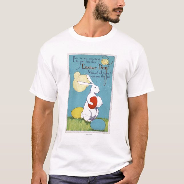 Häschen Ostern GreetingEaster, das Eier hält T-Shirt (Vorderseite)
