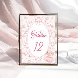 Häschen Pink Florales Tischschild