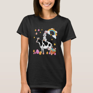 Häschen reitet auf Kuh Ostertag Kostüm Farmer Jagd T-Shirt