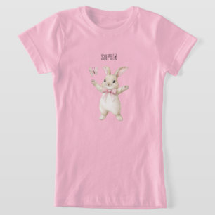 Häschen Schmetterling Röte Rosa   T-Shirt