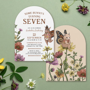 Häschen Schmetterling Wildblume Floral Geburtstag Einladung