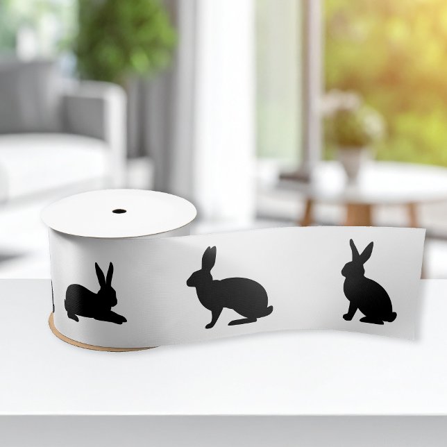 Häschen-Silhouetten in Schwarz Süß Ostern Satinband (Von Creator hochgeladen)