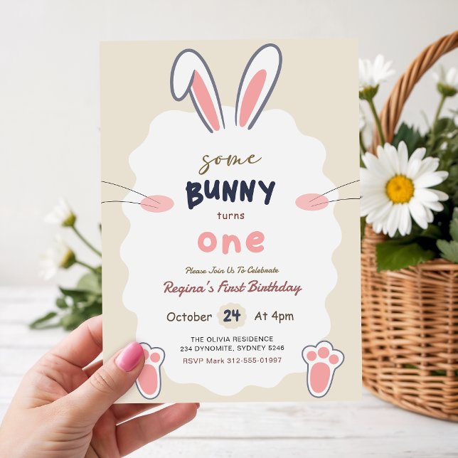 Häschen Some Bunny wird Eins 1. Geburtstag Einladung (Von Creator hochgeladen)