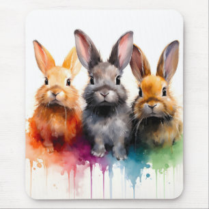 Häschen-Trio-Aquarell Mousepad