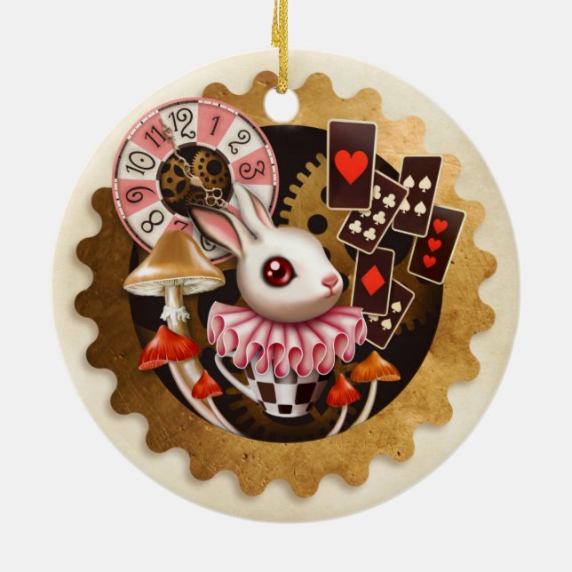 Häschen-Zeit-Verzierung Keramikornament (Hinten)