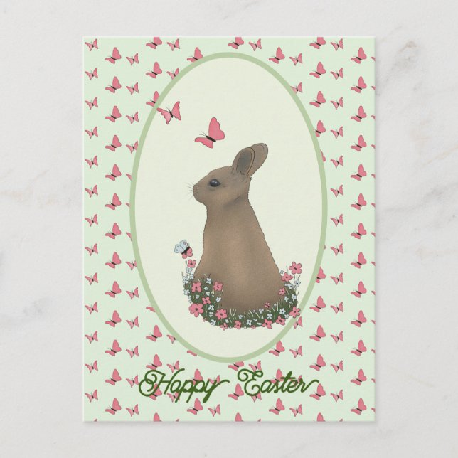 Hase auf der Wiese Postkarte (Vorderseite)