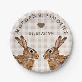 Hase Bunny Köpfe mit Namen und Datum Hochzeit Pappteller