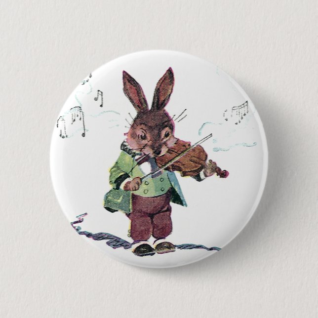 Hase, der Violine spielt Button (Vorderseite)