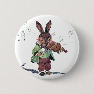 Hase, der Violine spielt Button