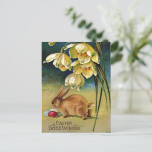 Hase, Eier und Schneeglöckchen, Vintage 1910 Postkarte