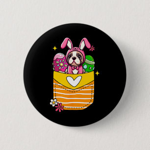 Hase Französische Bulldogge Ostern Schokoladeneier Button