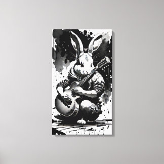Hase Guitare Leinwanddruck