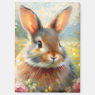 Hase im Blumenfeld  Magnet