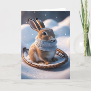 Hase im Schnee Feiertagskarte