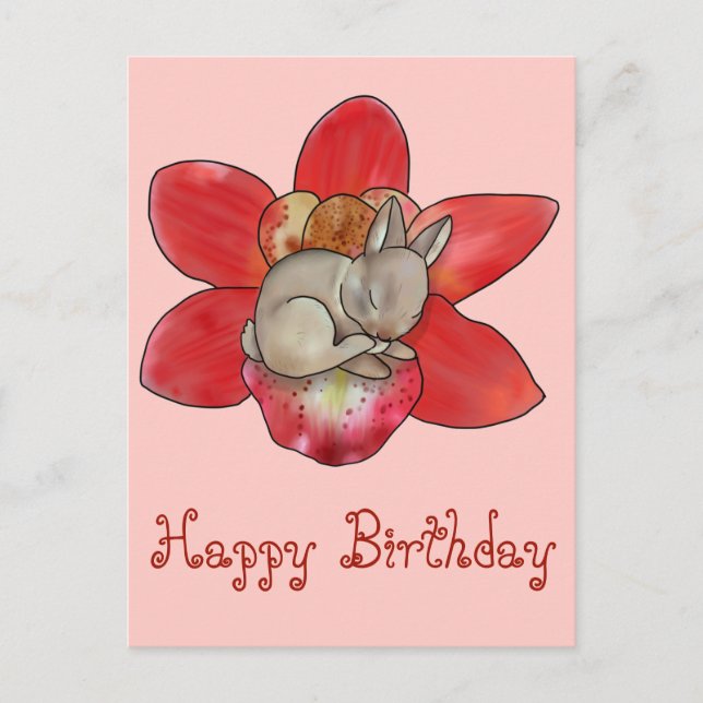 Hase in Blüte Postkarte (Vorderseite)